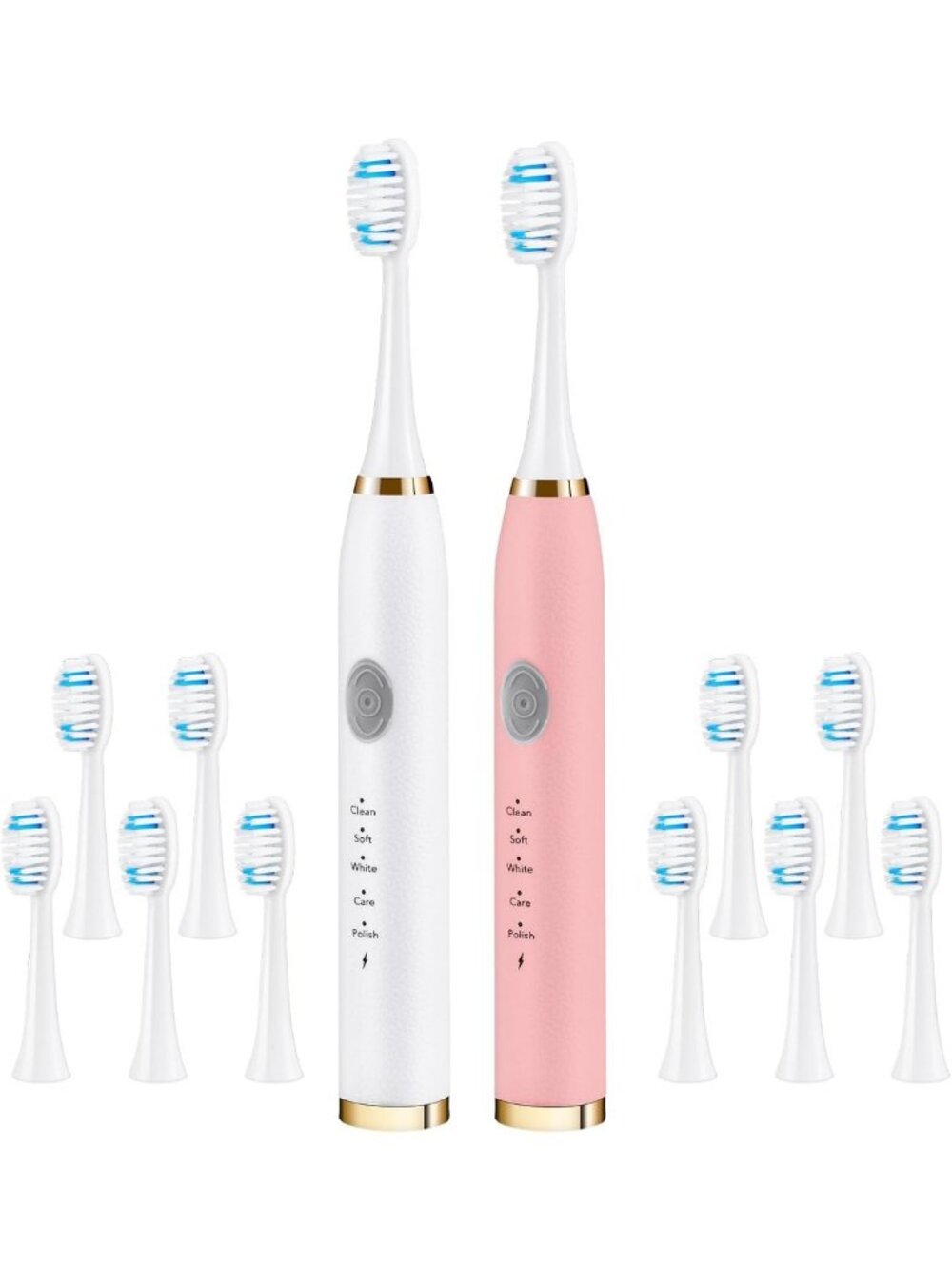 2-Pack Rechargeable Sonic Toothbrushes for Adults - 35,000 VPM, 10 Brush Heads